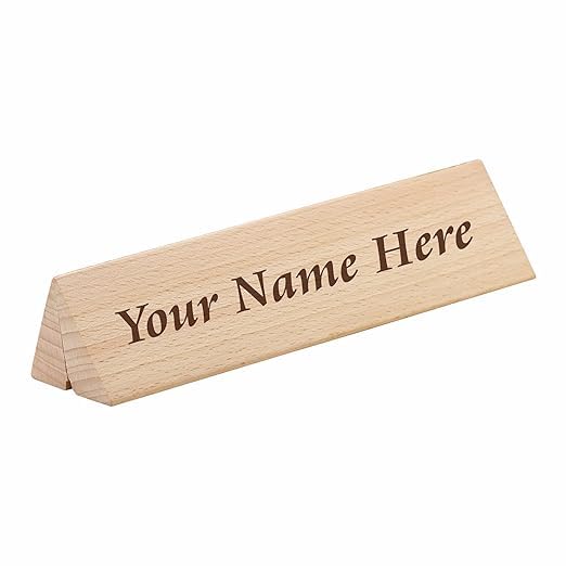 Gifteeng Personalised Desk Name Plate with Wooden Pen