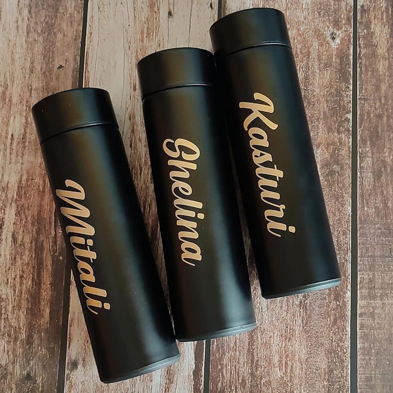 Gifteeng Customised Name Water Bottle with LED Temperature Display