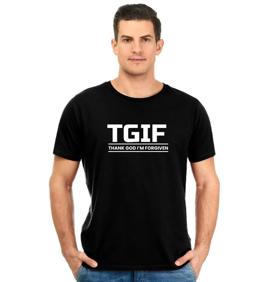 T G I F Pure Cotton Round Neck Tshirt