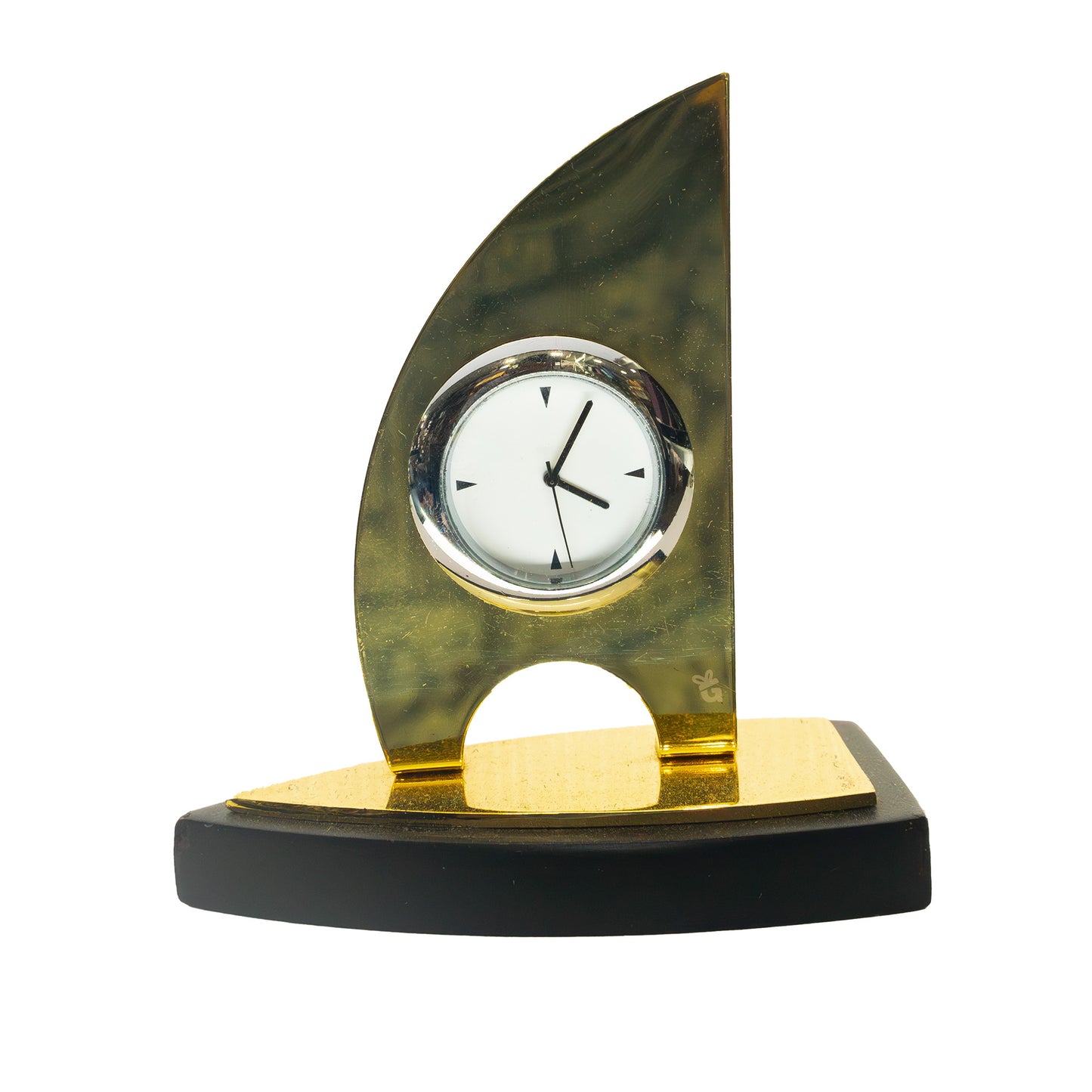 Boat-Shaped Desk Clock with Wooden Base