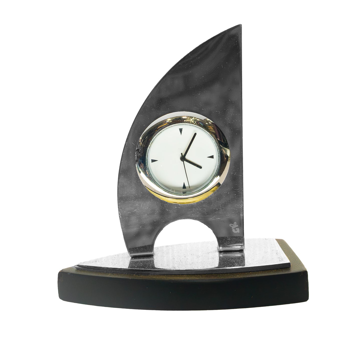 Boat-Shaped Desk Clock with Wooden Base