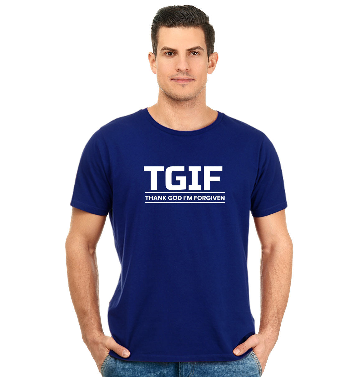 T G I F Pure Cotton Round Neck Tshirt
