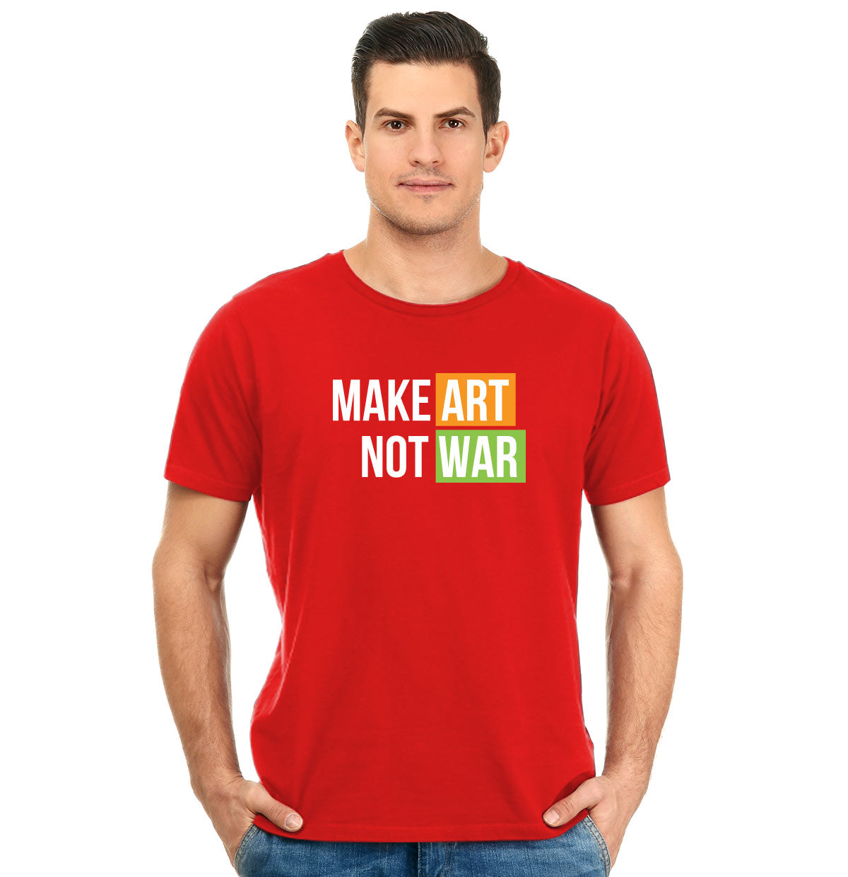 Make Art Not War Unisex Pure Cotton Round Neck Tshirt For Artist