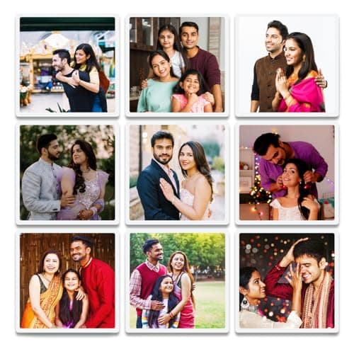 Customized Photo Fridge Magnets | 3x3 Inches, 4mm Thick | Glossy Finish for Fridge & Iron Wardrobes | Gift for New Homes & Occasions | Fridge Magnets Set for Refrigerator Stylish Use