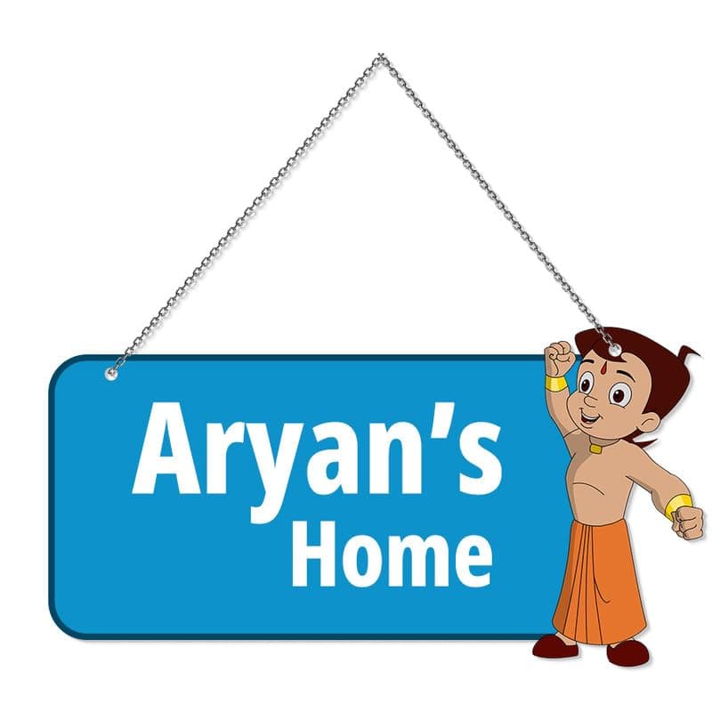 Personalized Name Sign, Wood, Personalized Gift for Kids on Birthday | Return Gift | Kids Room Decor | Doremon Name Plate with Hanging Chain