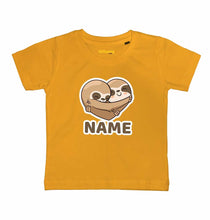 Customised Name Kids Cute Sloths Love Heart Tshirts