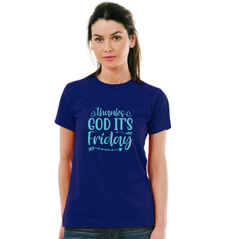 Thanks God Its Friday Pure Cotton Women Round Neck Tshirt