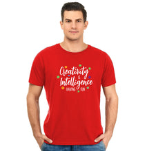 Creativity is Intelligence Unisex Pure Cotton Round Neck Tshirt For Artist
