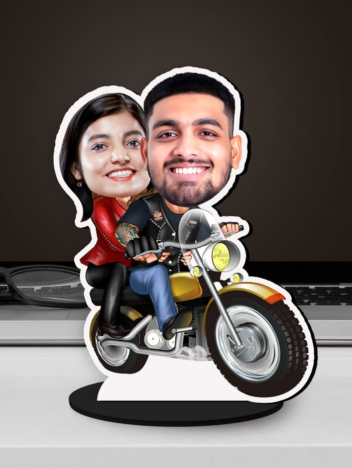 Personalised Rider Couple Caricature Photo Stand – Gifteeng