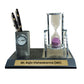 Sand Clock Metal Pen Stand with Wooden Base