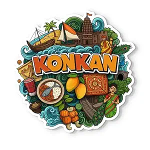 Gifteeng Konkan Fridge Magnet - Glossy Print, 4mm Thick, Stylish Magnet for Fridge, Wardrobe & Metal Surfaces close-up — custom fridge magnets gift online India