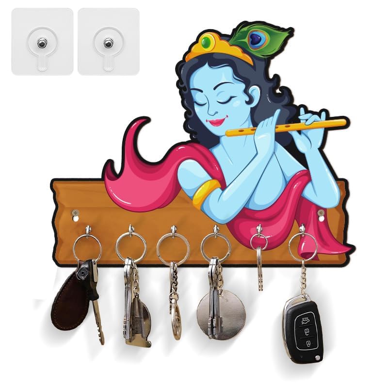 Inultimate — inultimate Wooden Key Holder for Home Decor Key Hangers Keychain Holder & Key Holder for Wall | No Drilling Required | with 2 Strong Sticker Hooks close-up — custom home decor gift online India